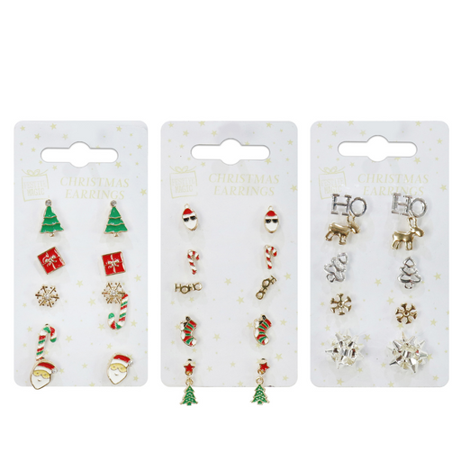 Ronis Christmas Stud Earrings 5pk 3 Asstd