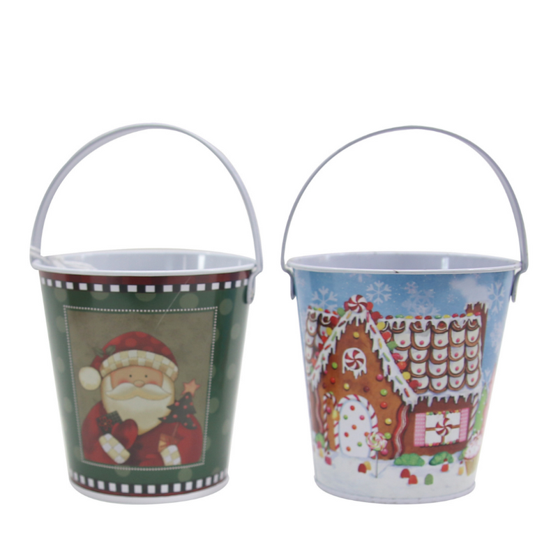 Ronis Christmas Bucket with Handle 10.5x7.5cm Assorted