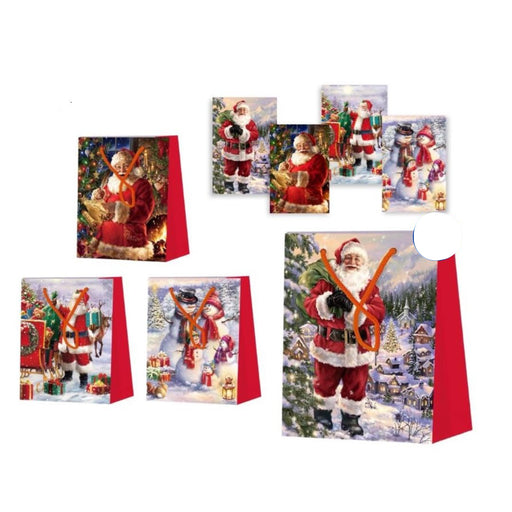 Ronis Christmas Gift Bag Glitter Classic Santa Medium Assorted