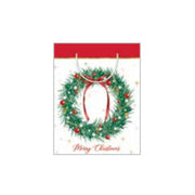 Medium Christmas gift bag with traditional wreath design and red ribbon bow