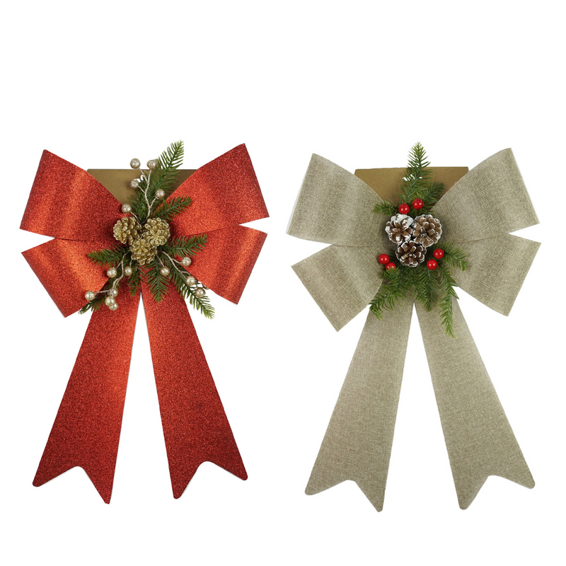 Ronis Christmas Glitter Bow 38x50cm 2 Asstd