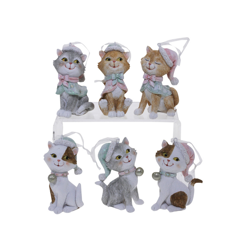Ronis Christmas Hanging Decoration Cats Pink 8cm Assorted