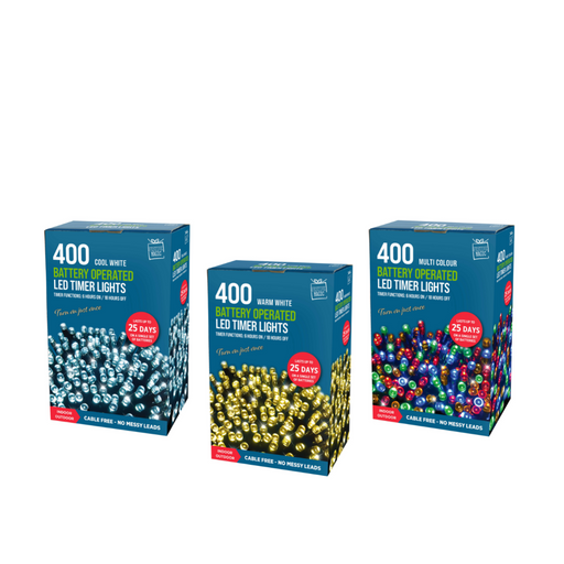 Ronis Christmas Lights LED Lights Timer Battery Operated 400L Assorted