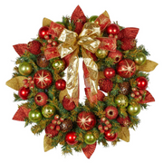 Classical Elegance Christmas Wreath 71cm with gold, burgundy, and green accents – traditional festive décor for doors or walls