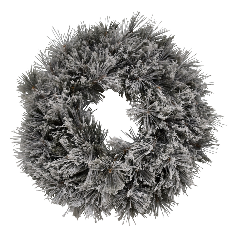 76cm black flocked Christmas wreath with full pine-style branches