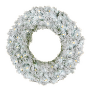 120cm large snowy Oxford Christmas wreath with frosted green foliage
