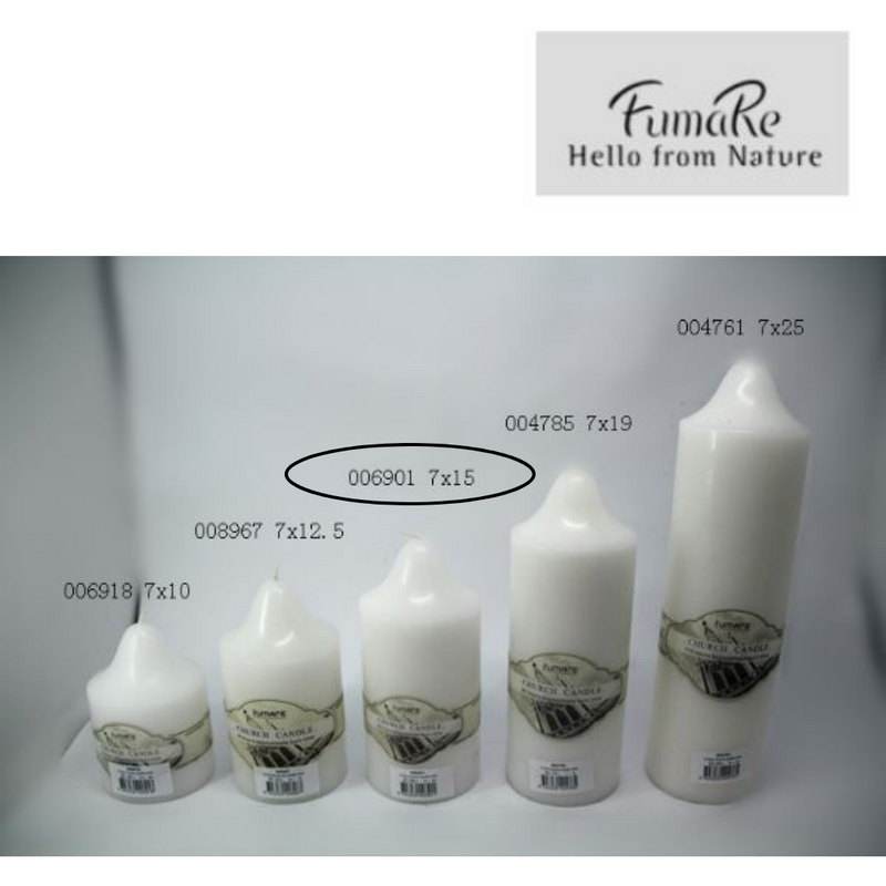 Ronis Church Candle White 7x15cm Unscented