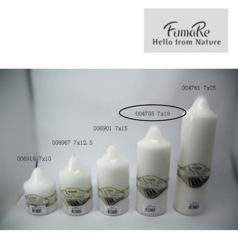 Ronis Church Candle White 7x19cm Unscented