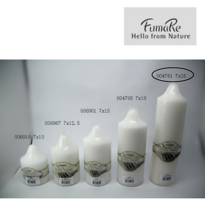 Ronis Church Candle White 7x25cm Unscented