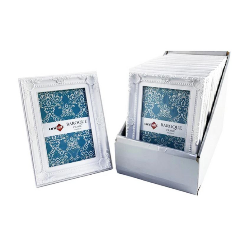 Classic white photo frame sized for 10x15cm (4x6) photos, a minimalist picture frame for desk, shelf, or gallery wall display.
