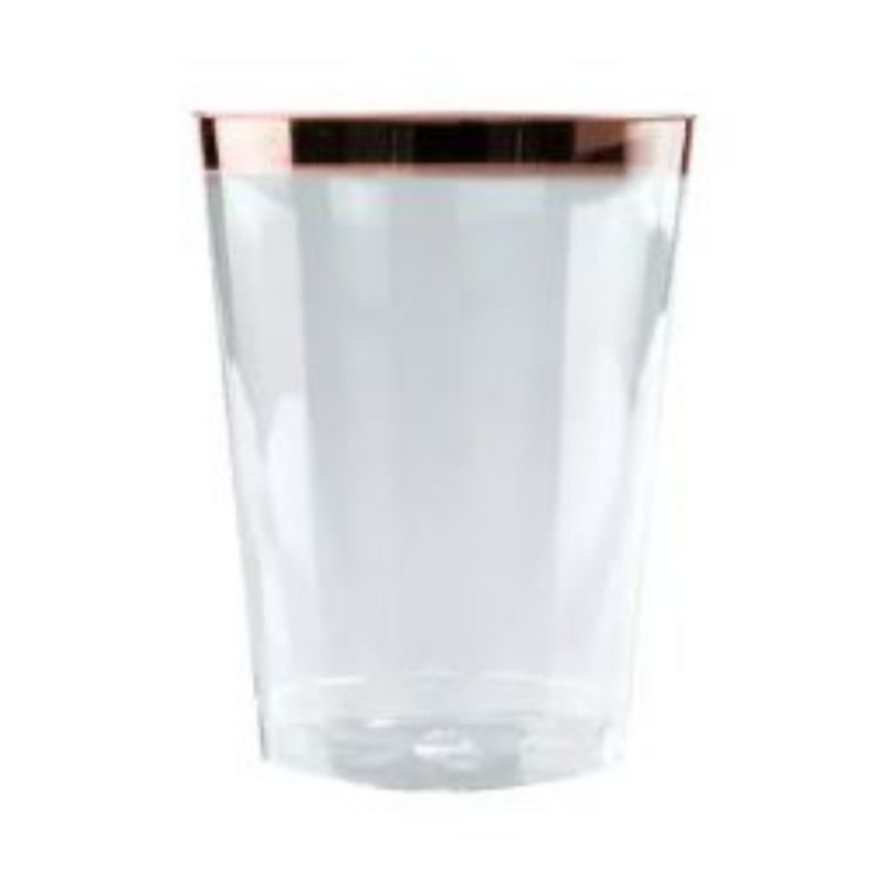 Ronis Clear Hard Plastic Tumbler With Rose Gold Rim 275ml