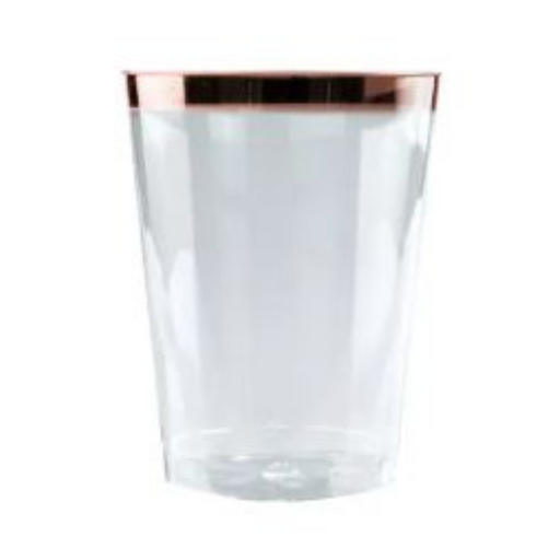 Ronis Clear Hard Plastic Tumbler With Rose Gold Rim 275ml
