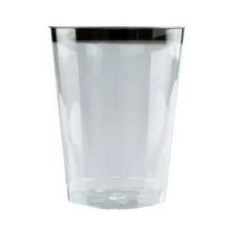 Ronis Clear Hard Plastic Tumbler With Silver Rim 275ml
