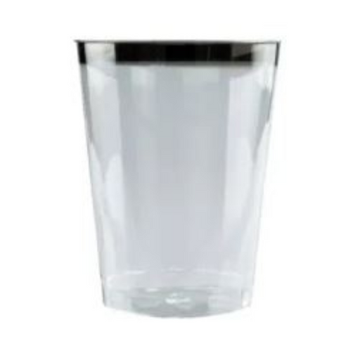 Ronis Clear Hard Plastic Tumbler With Silver Rim 275ml