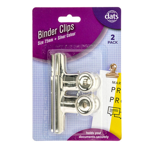 Clip Binder Silver 75mm 2pk – extra-large heavy-duty silver binder clips for bulk documents