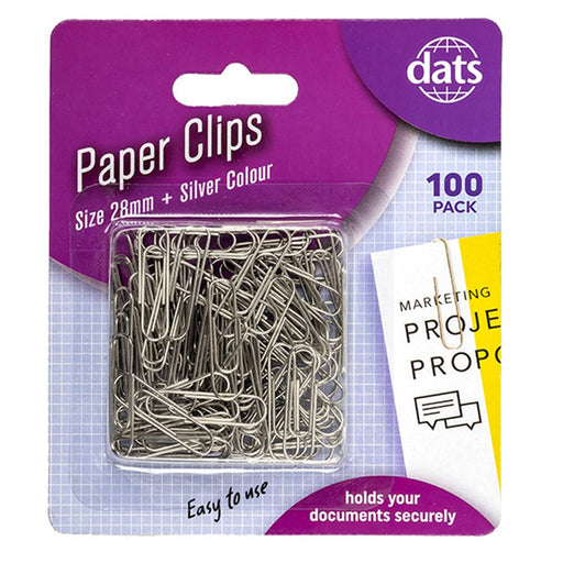 Clip Paper 28mm 100pk Silver – classic silver paper clips for organising documents