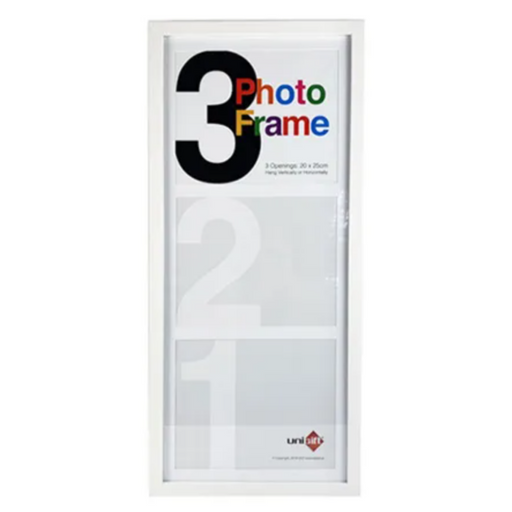 White collage frame 30x70cm multi photo wall frame holds 3 photos 25x20cm for modern décor