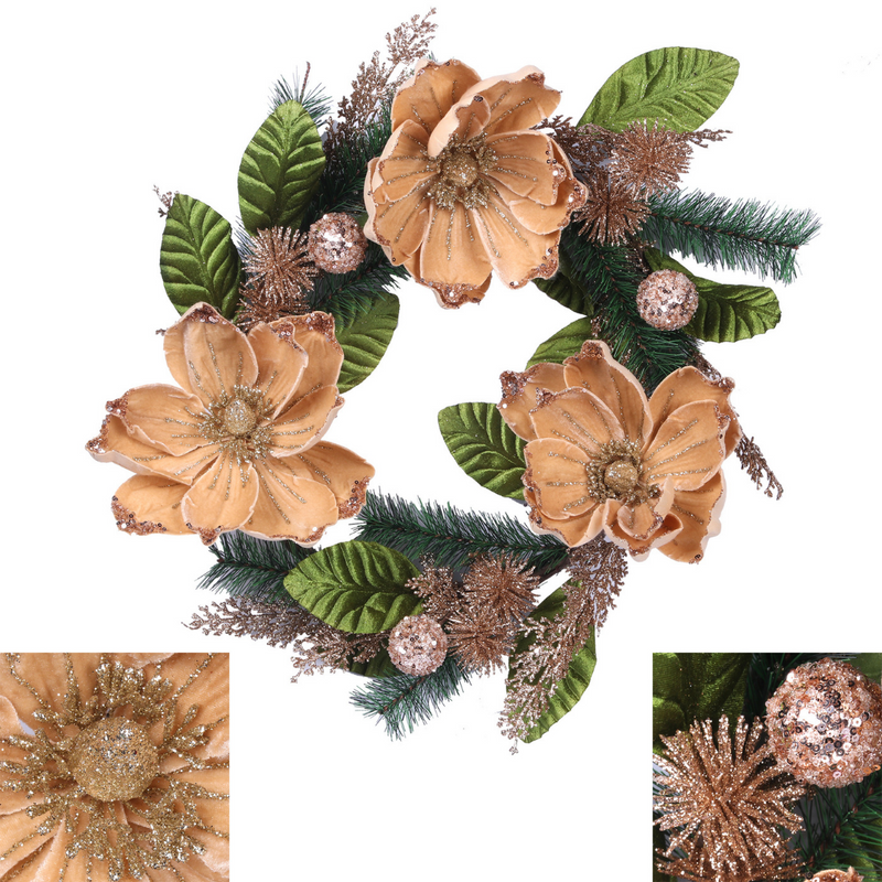 Champagne Magnolia Wreath 50cm