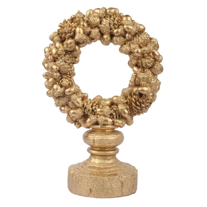 Gold Polyresin Wreath on Stand 31cm
