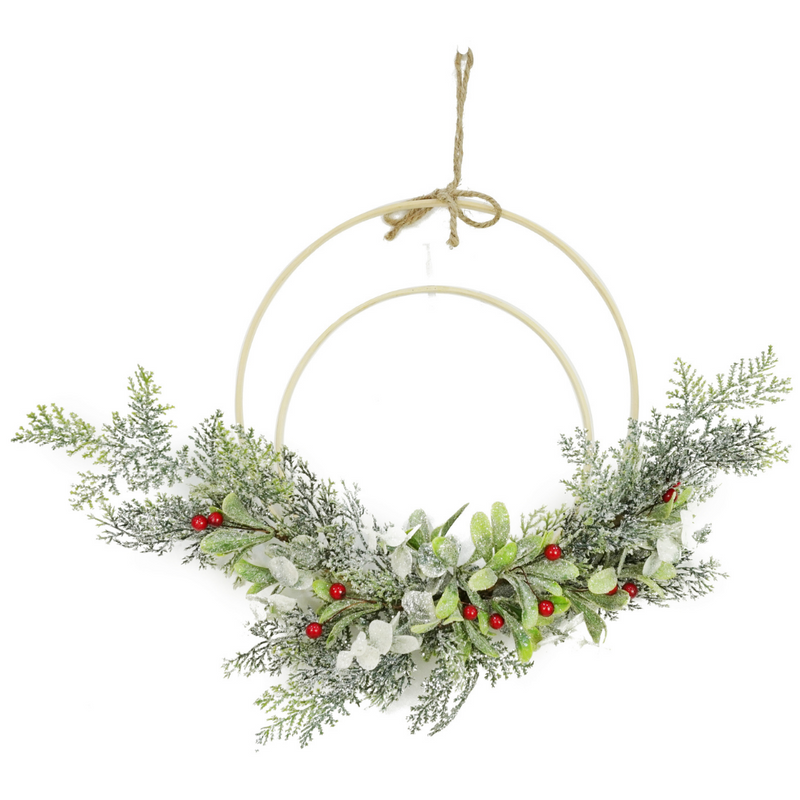 Icy Glitter Half Wreath 40cm
