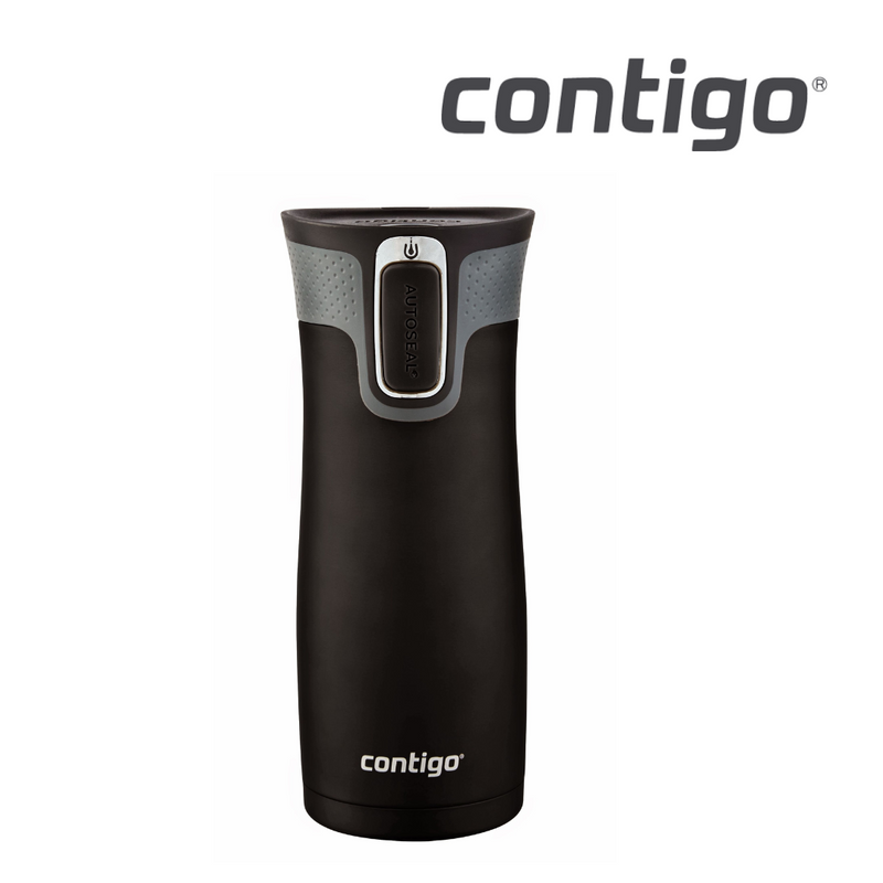 Contigo West Loop AUTOSEAL travel mug 473ml in matte black, reusable spill-resistant coffee mug.