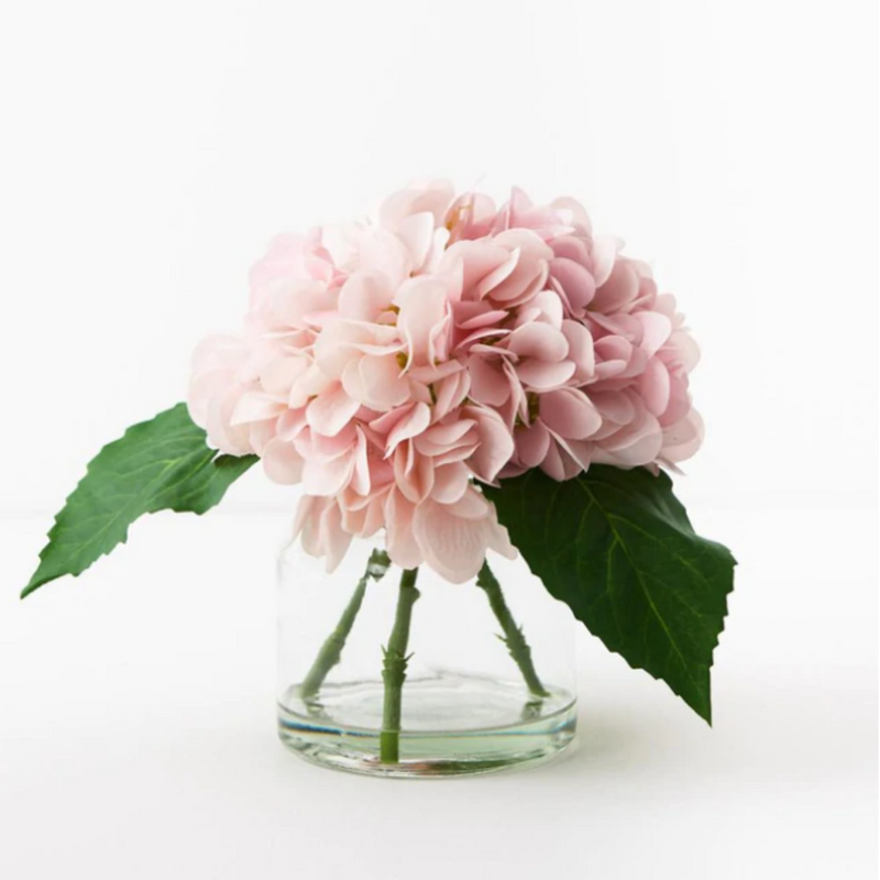 Hydrangea Mix in Vase Light Pink 21cmh
