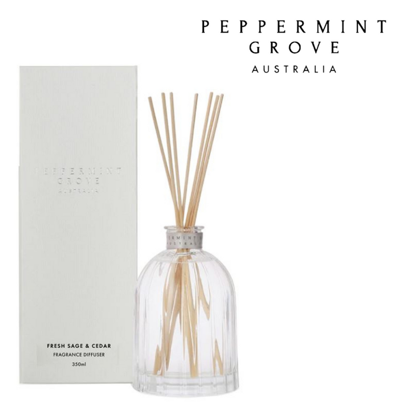 Peppermint Grove Diffuser 350ml Fresh Sage & Cedar - Large Fragrance Diffuser 350ml Cedar