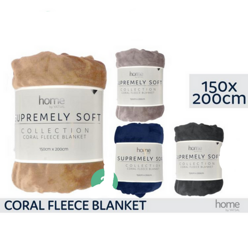 Ronis Coral Fleece Blanket 150x200cm 4 Asstd