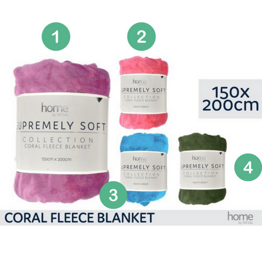 Ronis Coral Fleece Blanket Fashion 150x200cm 4 Asstd