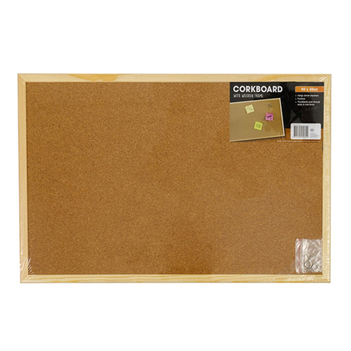 Corkboard with wooden frame 600x400mm noticeboard for pinning notes reminders and photos