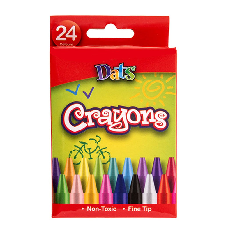 Crayons 24 pack in colour box assorted colours for kids colouring school projects and crafts