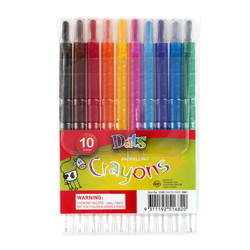 Propelling crayons 10 pack in PVC wallet twist up colouring set for kids and school projects