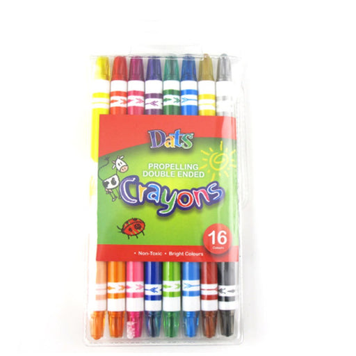Double ended propelling crayons 8 pack in PVC wallet for kids colouring and crafts