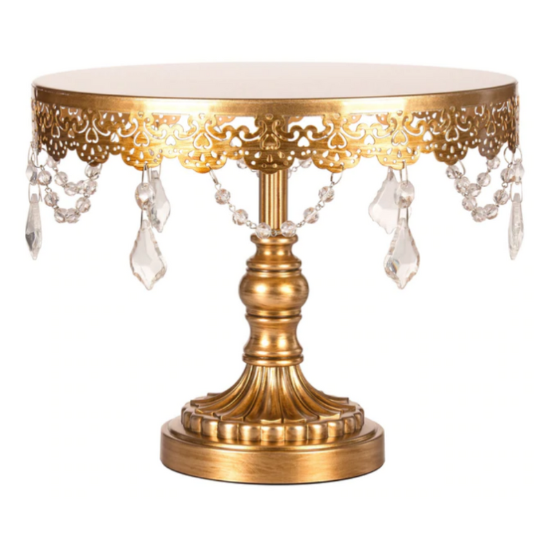 Ronis Crystal-Draped Cake Stand Gold 25cm