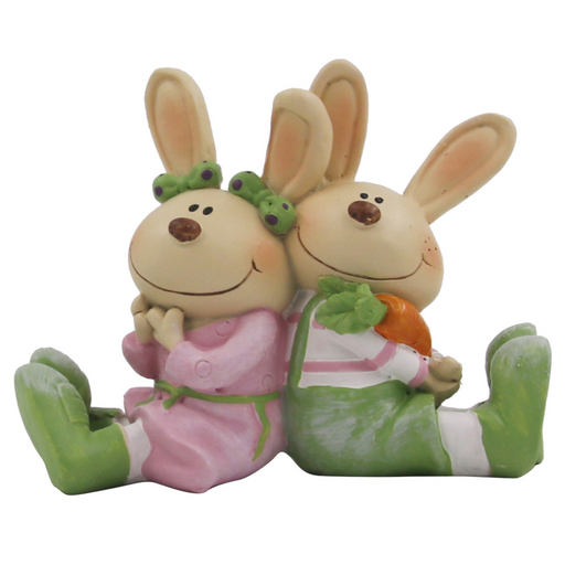 Ronis Cute Bunnies Sitting Side by Side 12.5x5x10cm
