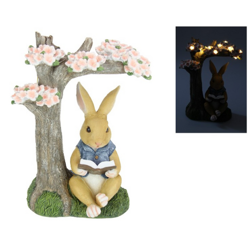 Ronis Cute Bunny Rabbit Reading Book Under Light 34cm