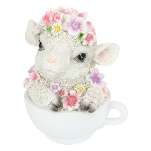 Ronis Cute Floral Lamb in Teacup 15cm