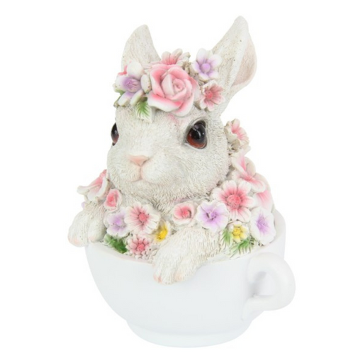 Ronis Cute Floral Rabbit in Teacup 15cm
