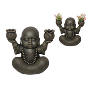 Ronis Cute Garden Monk with Dual Pots 43cm – thumbnail