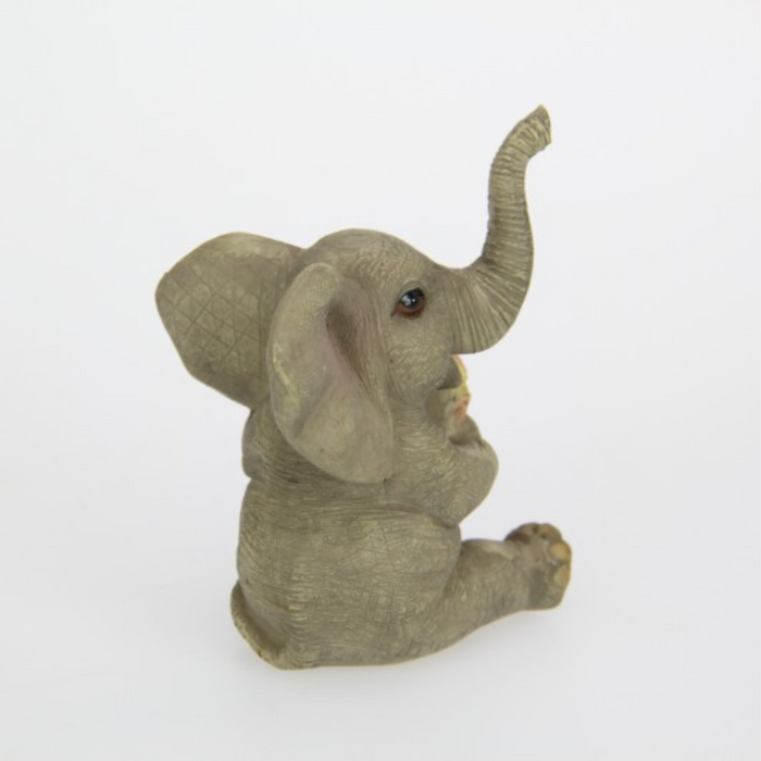 Ronis Cute Sitting Elephant Holding Colourful Floral Heart 10cm