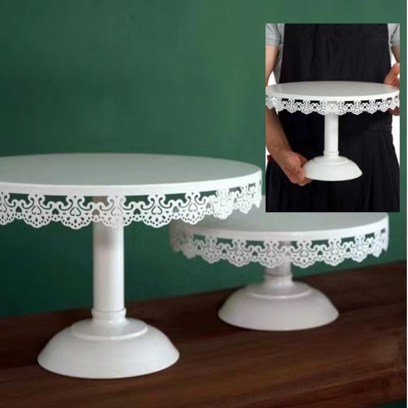 White Metal Cake Stand Lrg 30X29Cm