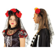 Ronis Day of The Dead Headband with Veil 2 Asstd