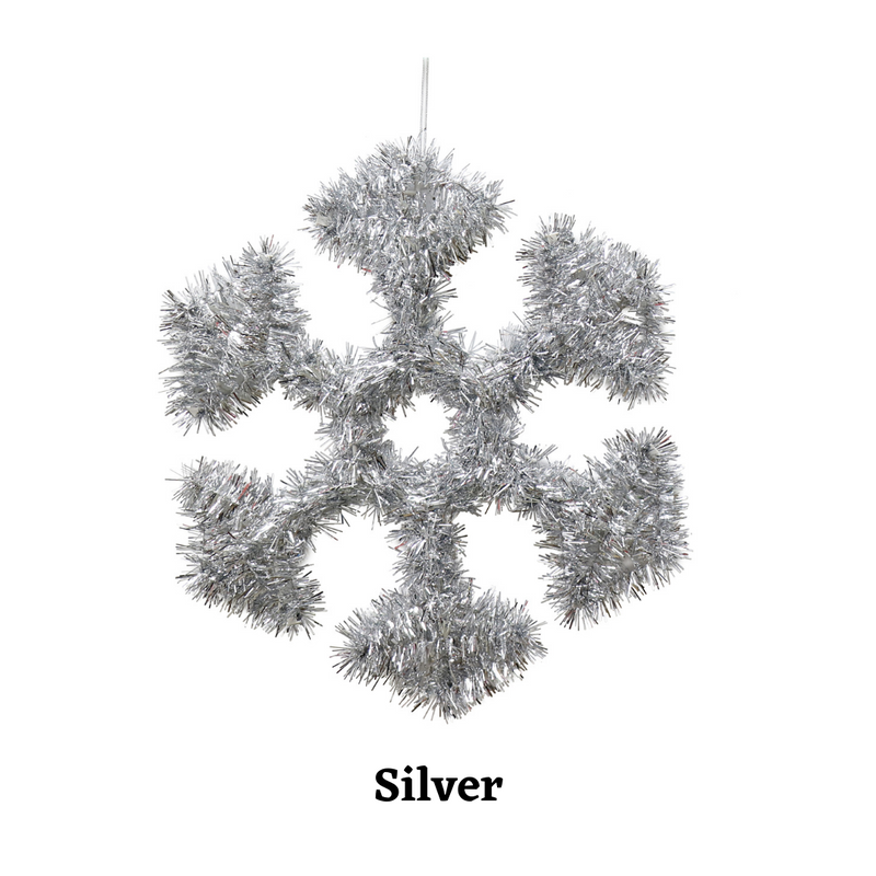 Tinsel Deco Snowflake 30cm Assorted