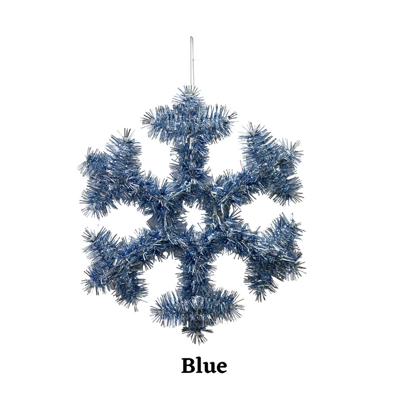 Tinsel Deco Snowflake 30cm Assorted