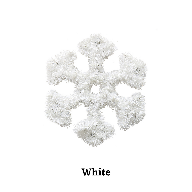 Tinsel Deco Snowflake 30cm Assorted