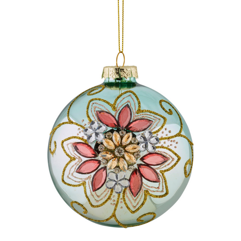 Glass Sil Jewel H-Bauble 10cm