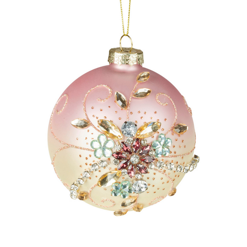 Glass Pink Jewel H-Bauble 10cm