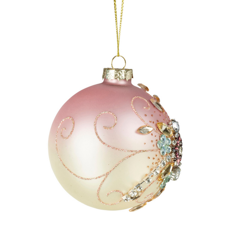 Glass Pink Jewel H-Bauble 10cm