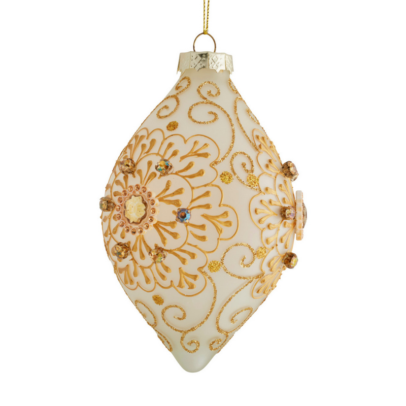 Glass Gold Jewel H-Finial 16cm