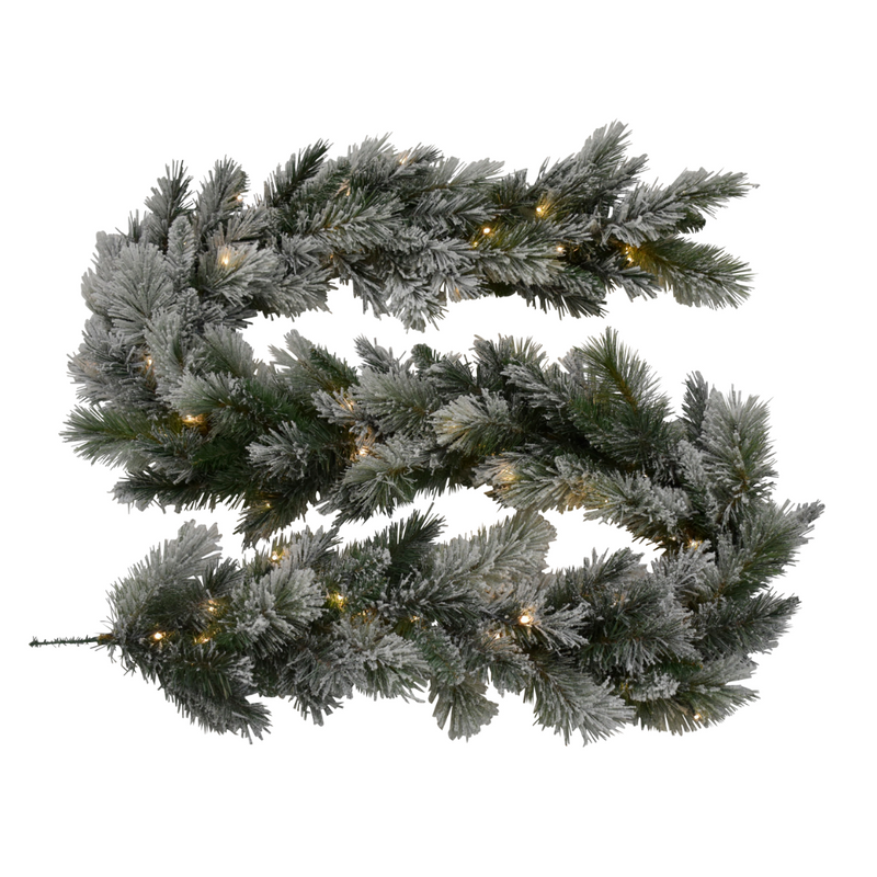 Christmas Garlandâ„¢ Flocked Black Garland (2.7m, Pre-Lit 100WW)